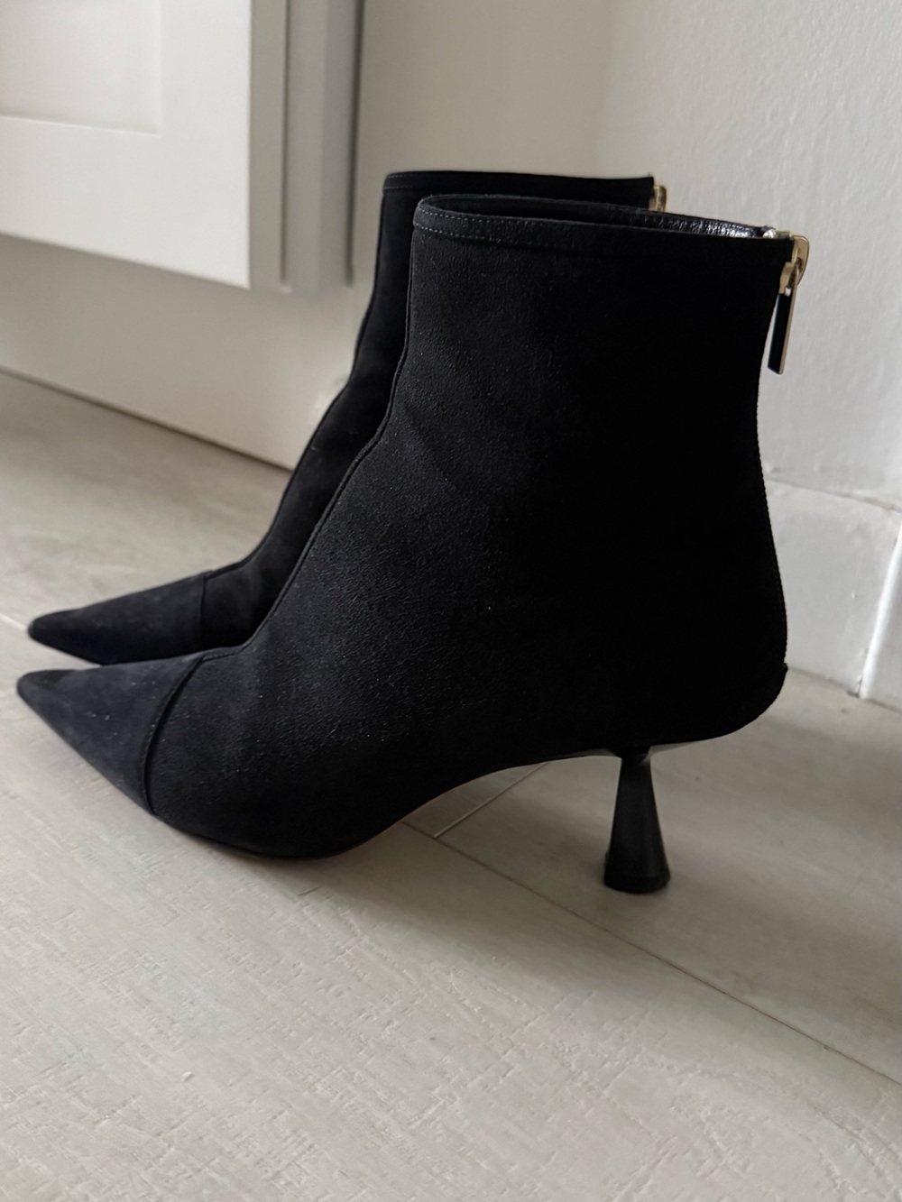 Jimmy Choo Black Suede Pointed Toe Ankle Boots